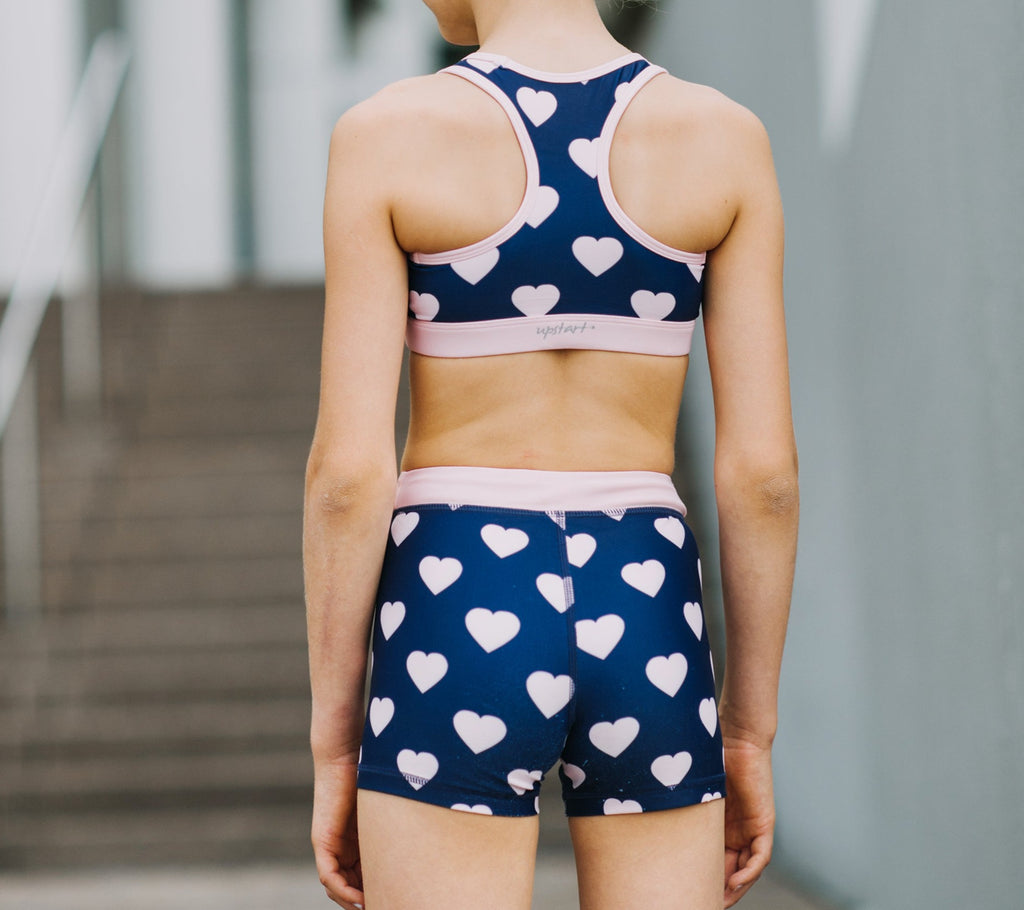 Blue with pink Hearts shortie